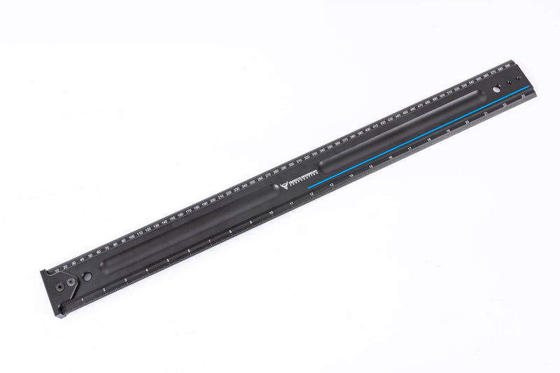 PEC Tools 24" Woodworking Ruler with Hook Stop, Laser-Etched Layout Tool, 600mm Precision Aluminum Hook Ruler 24-Inch Ruler