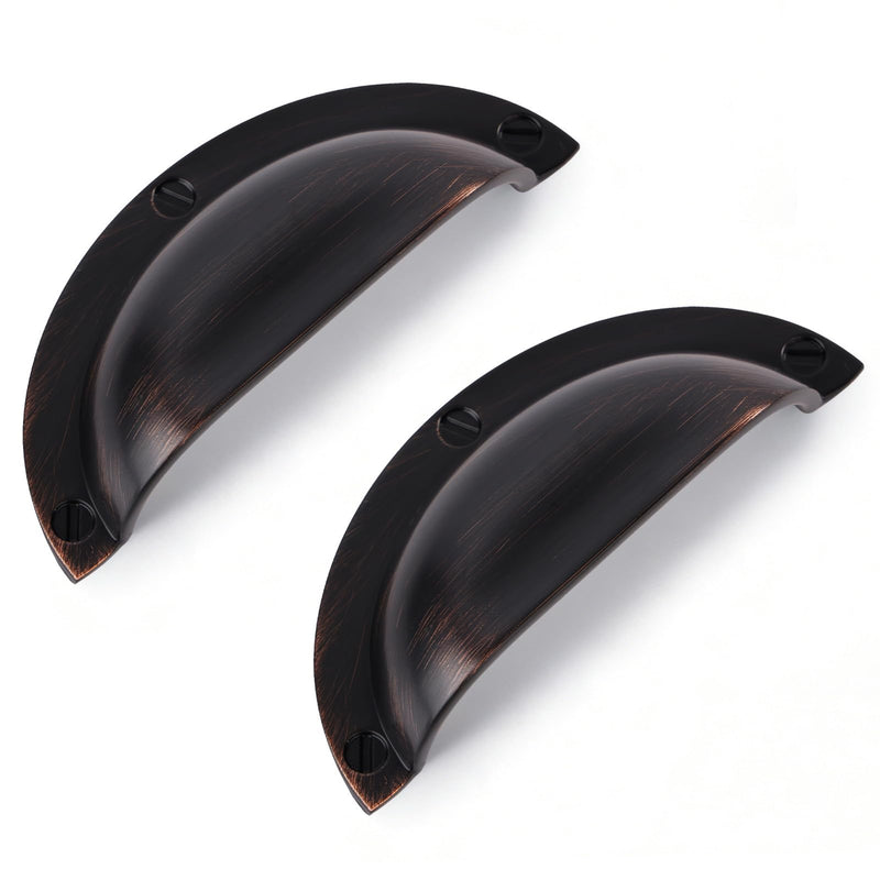 Oil Rubbed Bronze zinc Alloy Cabinet Cup pulls,Vintage Retro Solid 2-1/2 Inch （64mm） Hole Center Cup Cabinet Handles for Drawer,Cupboard, Wardrobe,Dresser 6 Pack Oil Rubbed Bronze 2-1/2 In Hole Centers