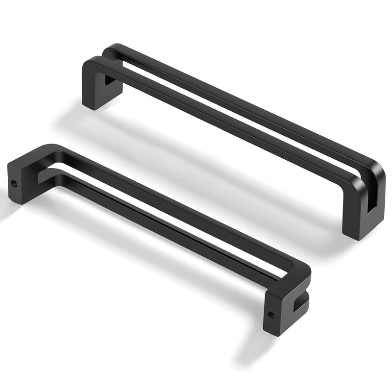 BOZWELL Matte Black Cabinet Pulls, Heavy Duty Solid zinc Alloy 5 Inch（128mm） Hole Center Vintage Brass Square Kitchen Drawer Handles for Cupboard Hardware Handles 6 Pack BZ7600 5 In Hole Centers