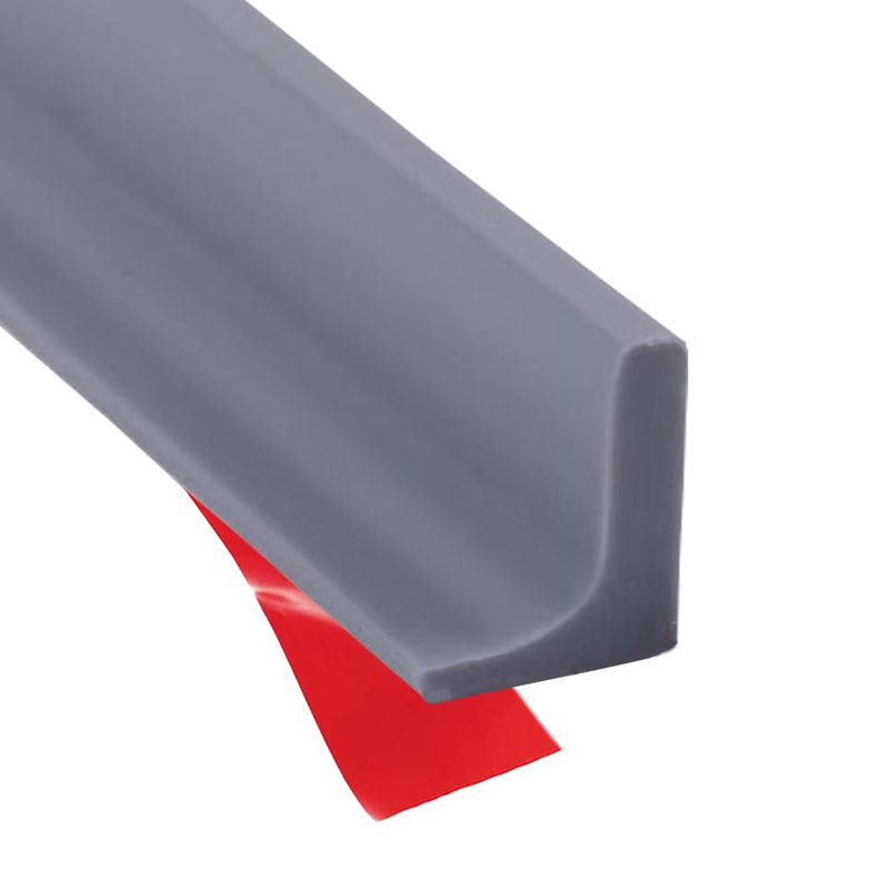 Shower Threshold Water Dam Barrier, Self Adhesive Silicone Waterproof Barrier Bathroom and Kitchen Shower Water Guard for Dry and Wet Separation Caulk Seal Strip Edge Trim (98Inch, Gray) 98Inch