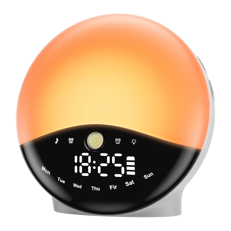  [AUSTRALIA] - Wake Up Light Sunrise Alarm Clock for Bedrooms, Rechargeable Sound Machine Night Light, 28 Sleep Sounds, 12 Colors, Dual Alarms, White Noise Sound Machine for Baby and Adults