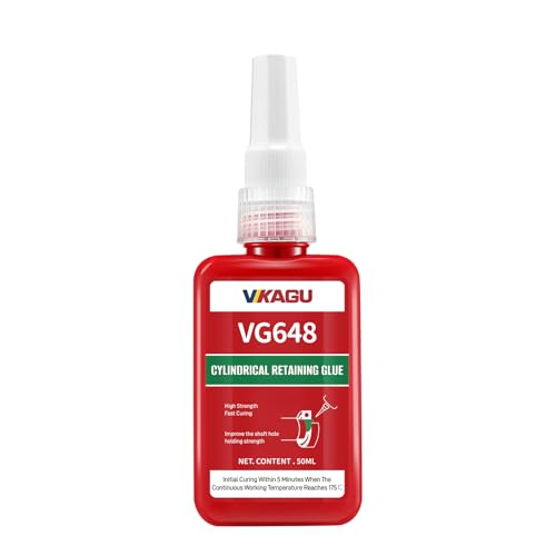 VG648 Retaining Compound, High Strength Anaerobic Adhesive for Cylindrical Assemblies, Bearings, Shafts & Gears - High Temp (350°F), Fast Curing, Green, 1.69 fl oz VG648 1 Pack