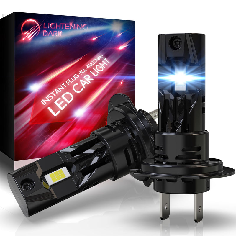 H7 Bulbs, No Adapter Required 600% Brightness 6500K Xenon White 1:1 Mini Size w/Fan Wirless Non-Polarity H7 Fog Light (Pack of 2)
