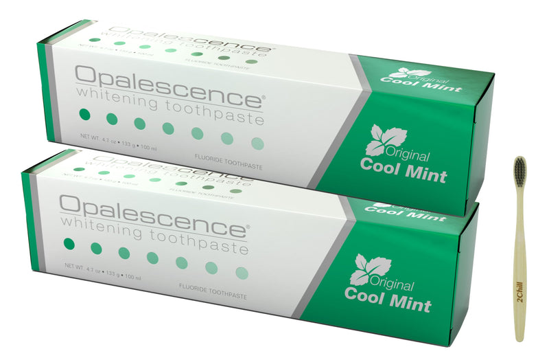 Opalescence Whitening Toothpaste Original Formula (Pack of 2) - Oral Care, Mint Flavor, Gluten Free - 4.7 Ounce - TP-5166-3. Includes Toothbrush- Developed by Leaders in Professional Whitening 5166-2T Mint-Original 4.7 Ounce (Pack of 2)