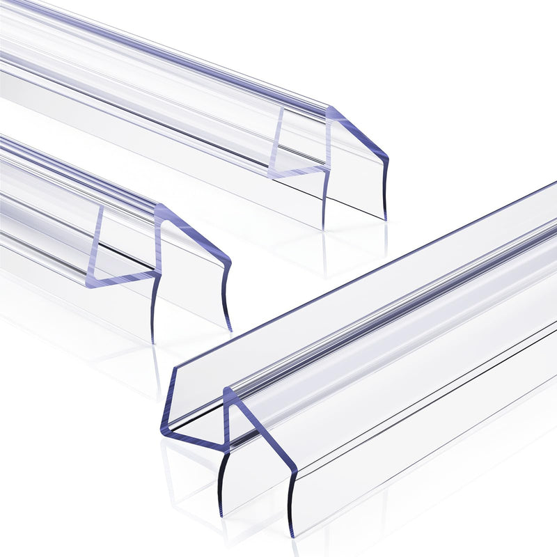 Delamu 3Pack 3/8"(10mm) x 36" Shower Door Bottom Seal, Clear Shower Door Sweep Strip, Frameless Glass Shower Door Seal Strip for 3/8'' Thick Doors 36in Long For 3/8in (10mm)