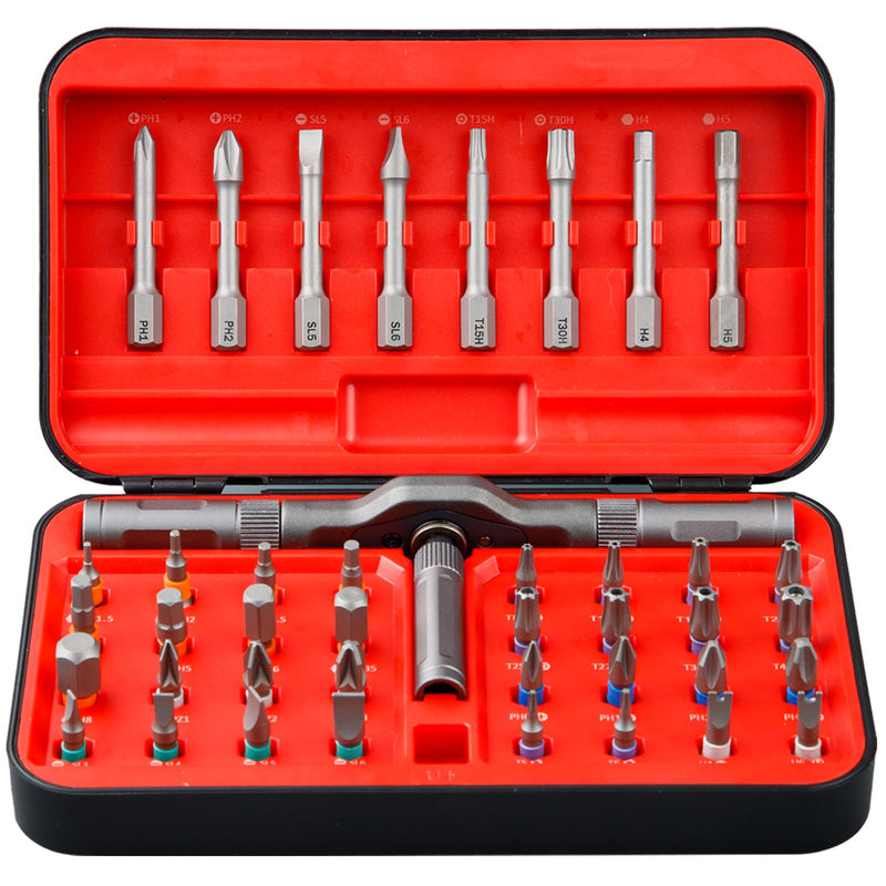 42 in 1 Magnetic Screwdriver Set Magnetic Ratchet Screwdriver Suitable for Furniture Assembly Precision Electrical Appliance Repair & Bicycle Tools 42