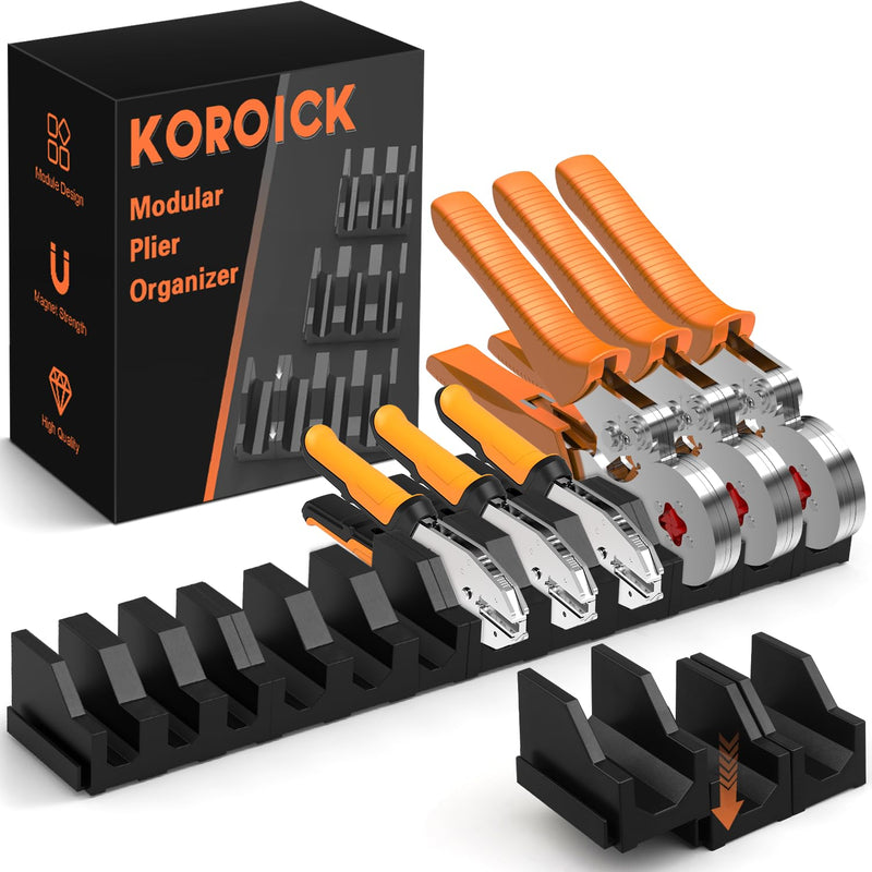 Magnetic Plier Organizer - Expandable Multiple Spacing Modular Tool Box Organizers, Tool Drawer Organizer, Tool Storage, Plier Rack - 24 Holders
