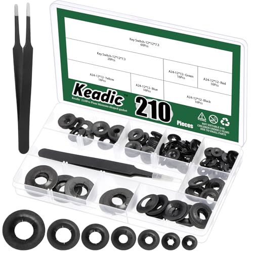 Keadic 211Pcs Dolly Wheel Lock Washers, 65Mn Steel Push On Dolly Wheel Lock Washer, Push Nuts for Dolly Wheel Lock Washers Axle Push Nuts for Automotive M3 M4 M5 M6 M8 M10 M12 NO.3