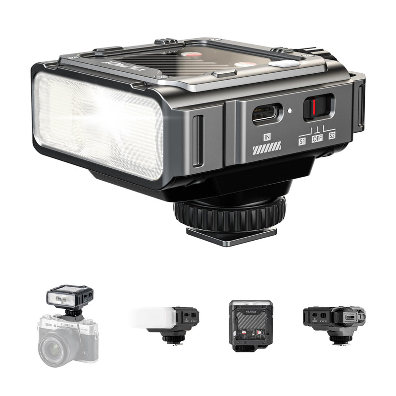 VILTROX Spark Z3-F TTL Camera Flash for Fujifilm, Retro Hot Shoe Flashes with TTL & Manual Modes, USB-C Rechargeable Compact Speedlite with Adjustable Brightness, Detachable Softbox, Gray Spark Z3-F-Gray