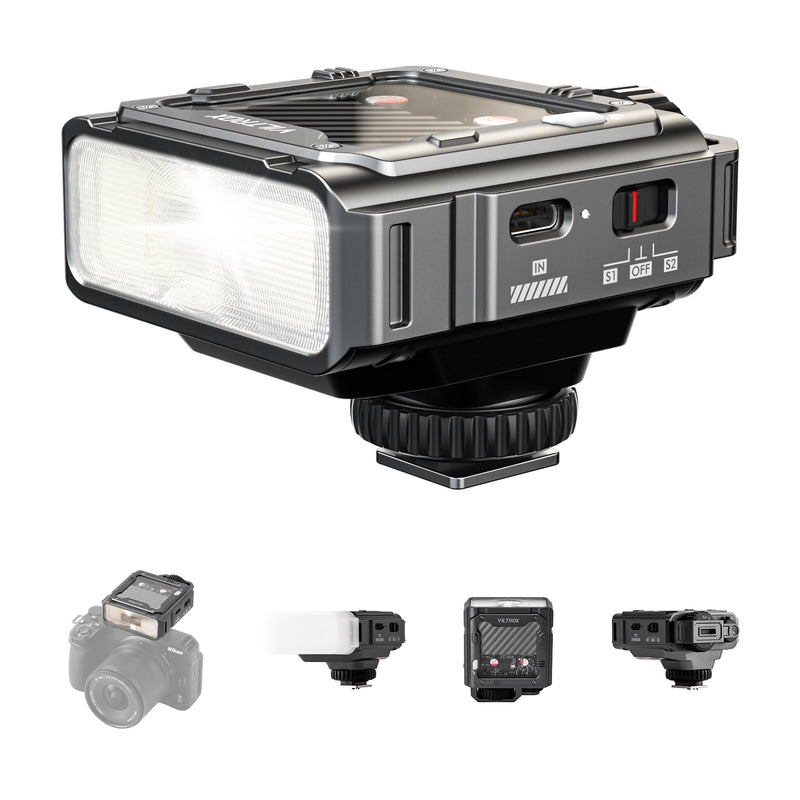 VILTROX Spark Z3-N TTL Camera Flash for Nikon, Retro Hot Shoe Flashes with TTL & Manual Modes, USB-C Rechargeable Compact Speedlite with Adjustable Brightness, Detachable Softbox, Gray Spark Z3-N-Gray