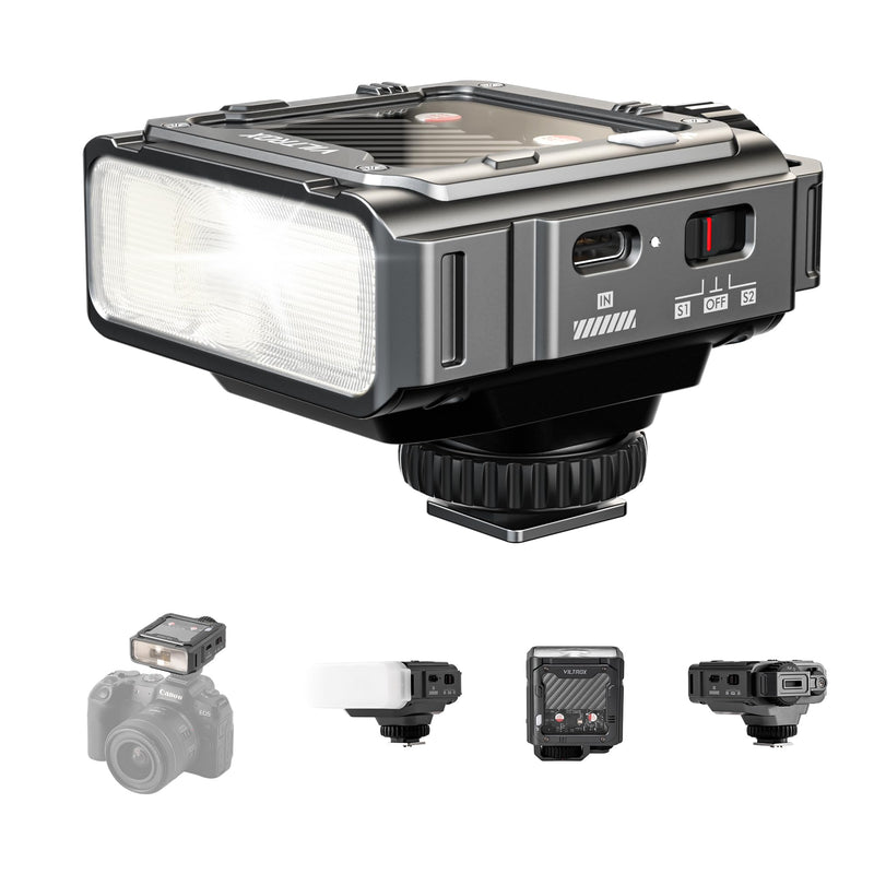 VILTROX Spark Z3-C TTL Camera Flash for Canon, Retro Hot Shoe Flashes with TTL & Manual Modes, USB-C Rechargeable Compact Speedlite with Adjustable Brightness, Detachable Softbox, Gray Spark Z3-C-Gray