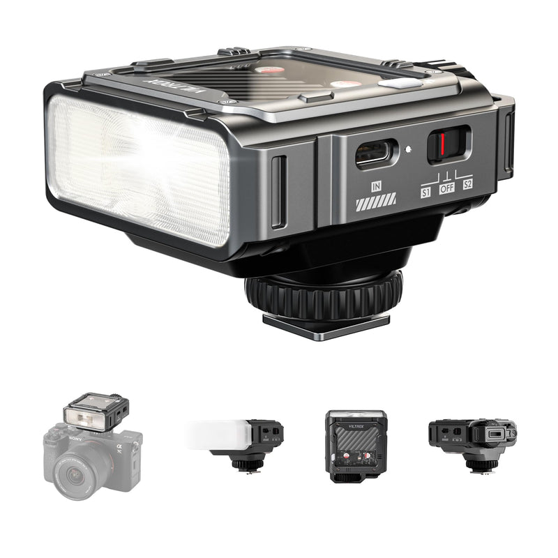 VILTROX Spark Z3-S TTL Camera Flash for Sony, Retro Hot Shoe Flashes with TTL & Manual Modes, USB-C Rechargeable Compact Speedlite with Adjustable Brightness, Detachable Softbox, Gray Spark Z3-S-Gray