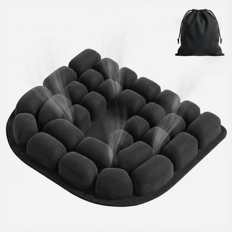 Inflatable Travel Seat Cushion for Airplane - Portable Air Pad with Built-in Pump for Long Flights & Car Rides - Ergonomic Tailbone Pain Relief for Office Chair, Wheelchair, Stadium 15.7"x15.7"