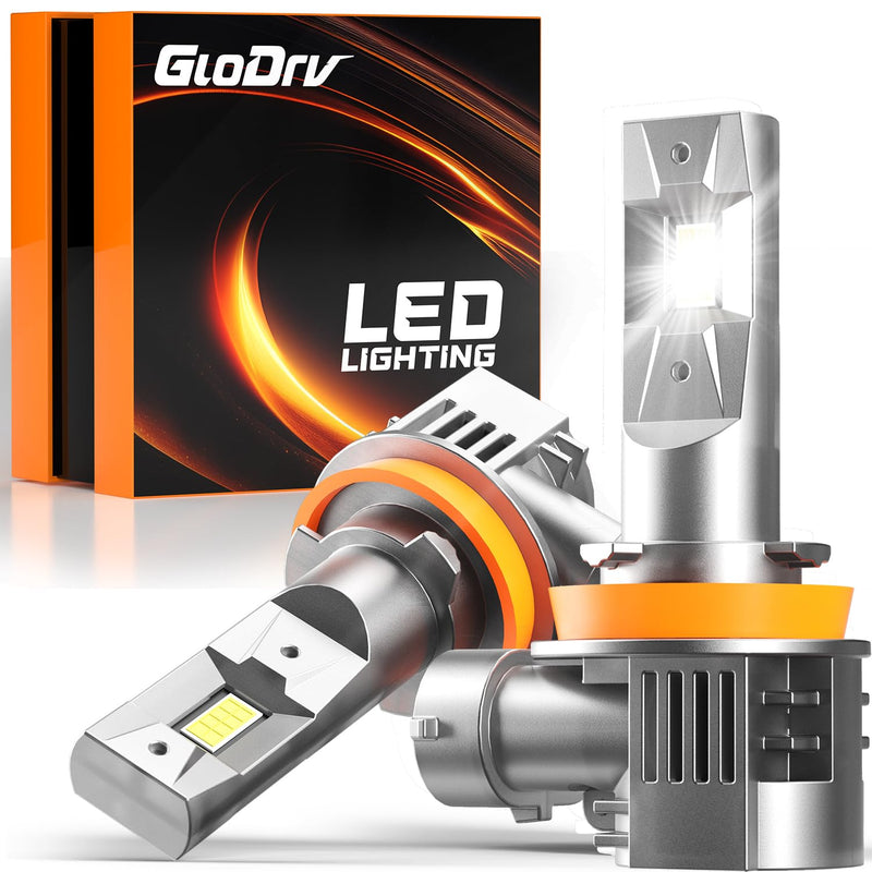 [2026 Upgraded] H 11 LED Light Bulbs for Cars, 6500K Cool White, 75,000LM, 1:1 Halogen Beam, All-in-One Mini Design, Canbus Ready, Plug and Play, IP68 Waterproof, Fog Light, Pack of 2 H11/H8/H9