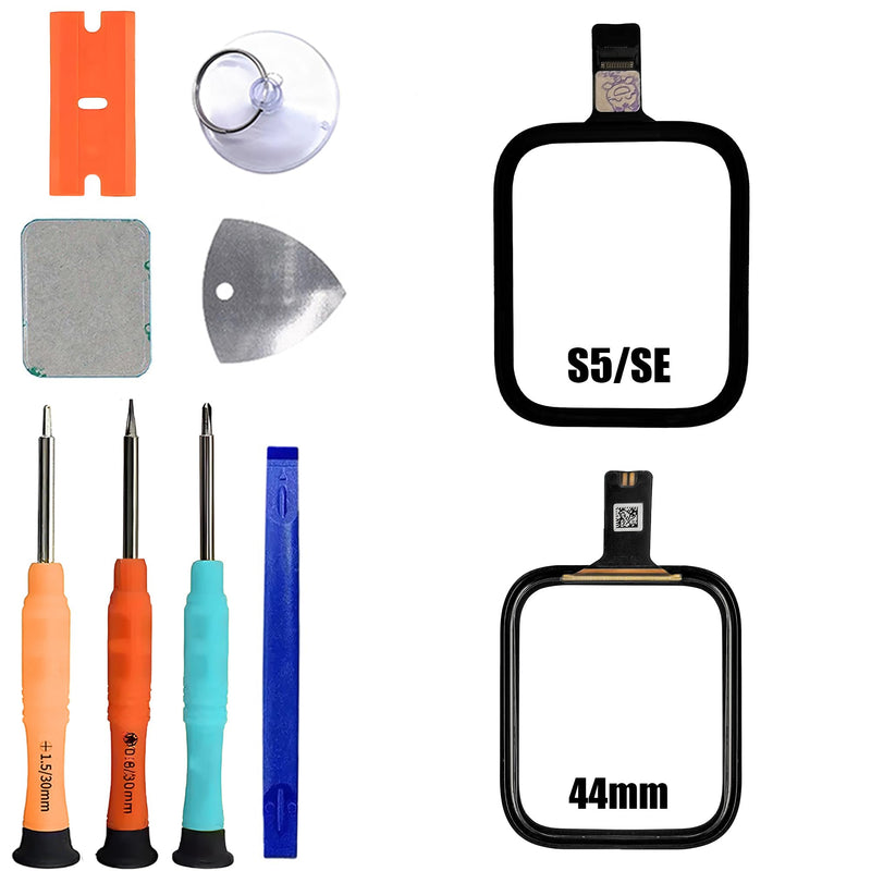 New Touch Screen Digitizer Replacement compatible with Apple Watch Series 5 / SE 44mm [With touch function] with Specialized Repair Tools Kit. (No LCD Digitizer)-With OCA adhesive