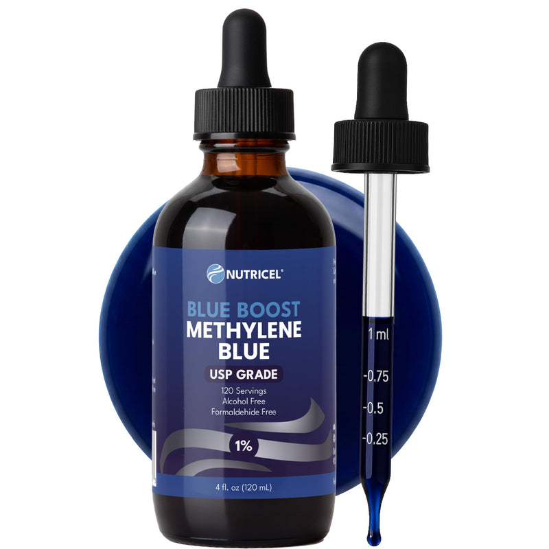 Nutricel Supplements Methylene Blue Boost Liquid 1% Solution - Trusted Made in America - (USP Grade) - Third Party Tested (4 oz)
