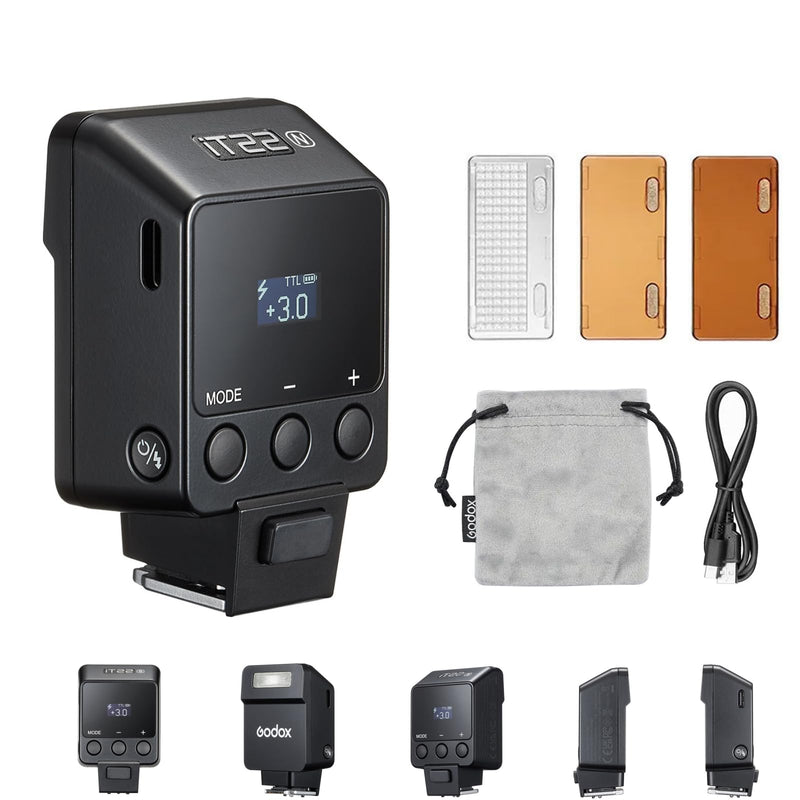 GODOX iT22N Mini Camera Flash with TTL Auto-Metering IT22N for Nikon TTL Camera Flash 1.5s Recycling 700 Flashes Built-in Lithium Battery with Magnetic Diffuser Filters Compatible for Nikon Camera
