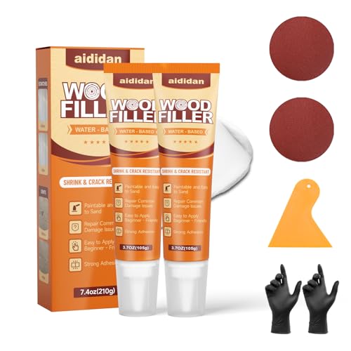 Wood Filler, Wood Putty, 2 Pack White Water-Based Wood Repair Kit