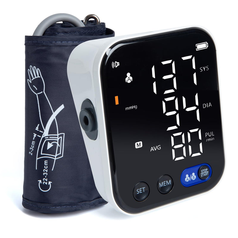 LCJ Blood Pressure Monitor for Home Use Upper Arm Blood Pressure Monitor BP Machine Sphygmomanometer with 2x120 Reading Memory Adjustable Arm Cuff 8.7"-12.6" Large Display with LED Background