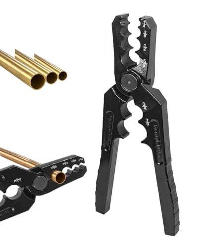 Manual Copper Tube Rounder - 6 Hole Pipe Repair Pliers for 1/4" 3/8" 1/2" 5/8" 3/4" 7/8" OD ACR Copper, Aluminum & Steel Tubing - HVAC & Refrigeration Tool by ProCraft Tool Black