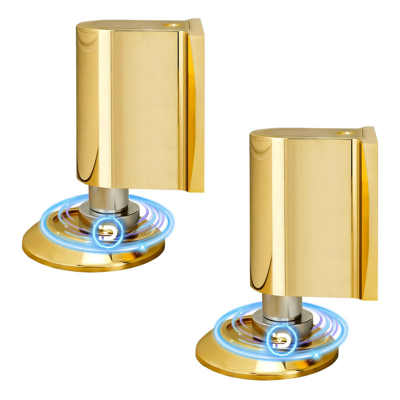 AIMAXINKE Magnetic Door Stoppers, Magnet Door Stop - Stainless Steel Door Catch, Retractable Bottom of Door Holder Suits Gaps Within 1.5" Keep Door Open, No Drill 3M Adhesive & Screws - Golden2 Pack Golden2Pc
