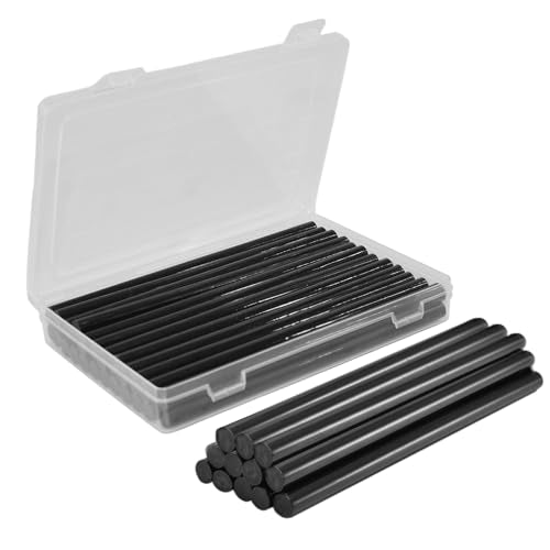 Hot Glue Gun Sticks: Black Full Size 0.43" X 7.9" for DIY Lovers - 24 Pack High Adhesion for Home Craft, Birthday Christmas Greeting Card, Fabric & Jewelry Making with Storage Box