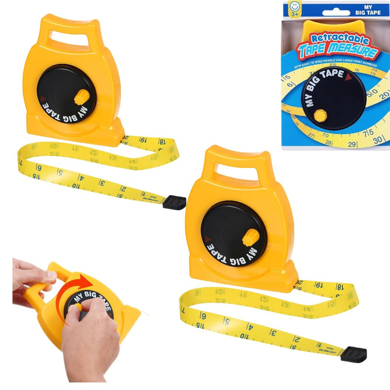 2Pack Kids Measuring Tape Retractable Tape Measure with Inch&Centimeter Kids Measuring,Ages 3+,Retractable Toy, 3. 3ft,Construction Toy,Back to School for Toddlers,Height Measurement Counting Tool