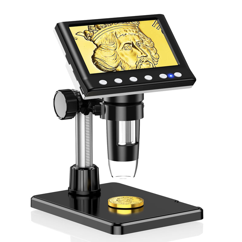 4.3" Coin Microscope Digital Microscope for Collectors 1980P HD Error Coin Magnifier with 8 LED Lights, Compatible with Windows/Mac DM7