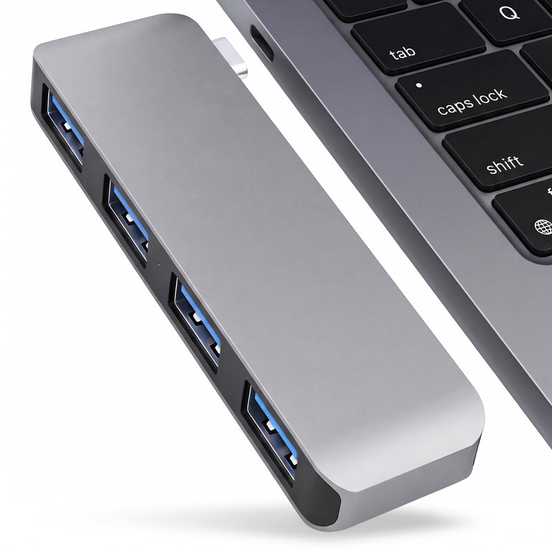 Compact USB C Hub for MacBook Pro/Air/Neo, Laptops, Tablet, Game Consoles | Cordless plug-in design, slim compact size for one-hand use. Snug fit avoids bumps & friction, great for travel & office
