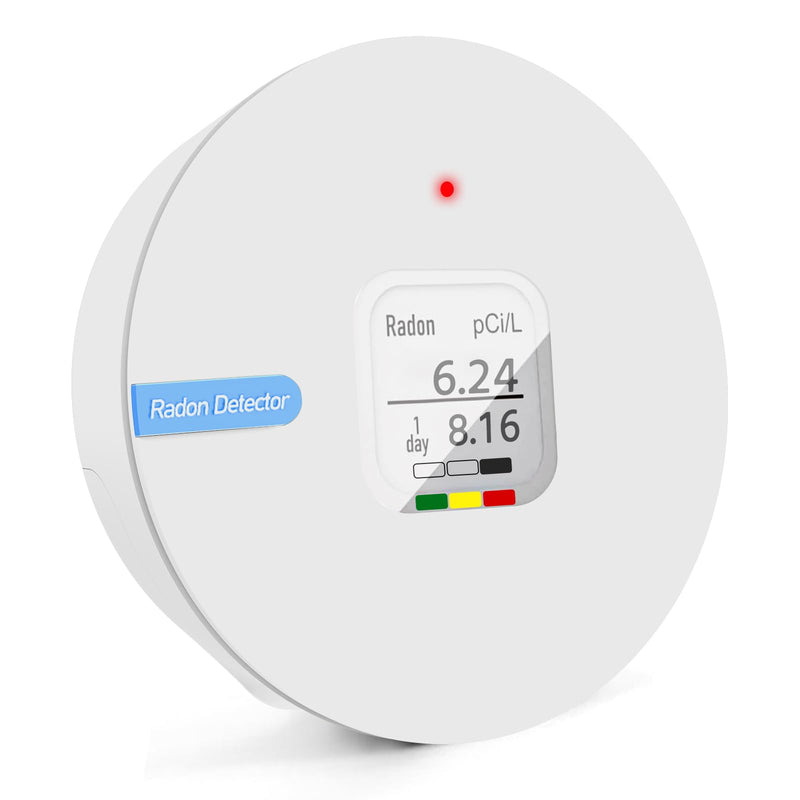 Radon Detector, E-Ink Screen, Alpha Spectrometer Sensor, 2-Year Battery Life, Wall Mounted & Free Standing, PCi/L & Bq/m³ Units Switchable, Hello Radon C, for Home, Office, Workplace
