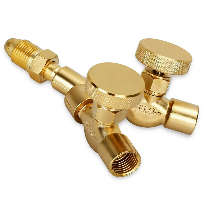 411 Valved Y Connector for Argon & Inert Gas welding, Argon Hose Fittings with Dual Shut Off Valve, 5/8" 18 Male Female Argon Gas Y Connector for Welding, MIG & Purge, Brass, 200 PSIG,Argon Y Valve