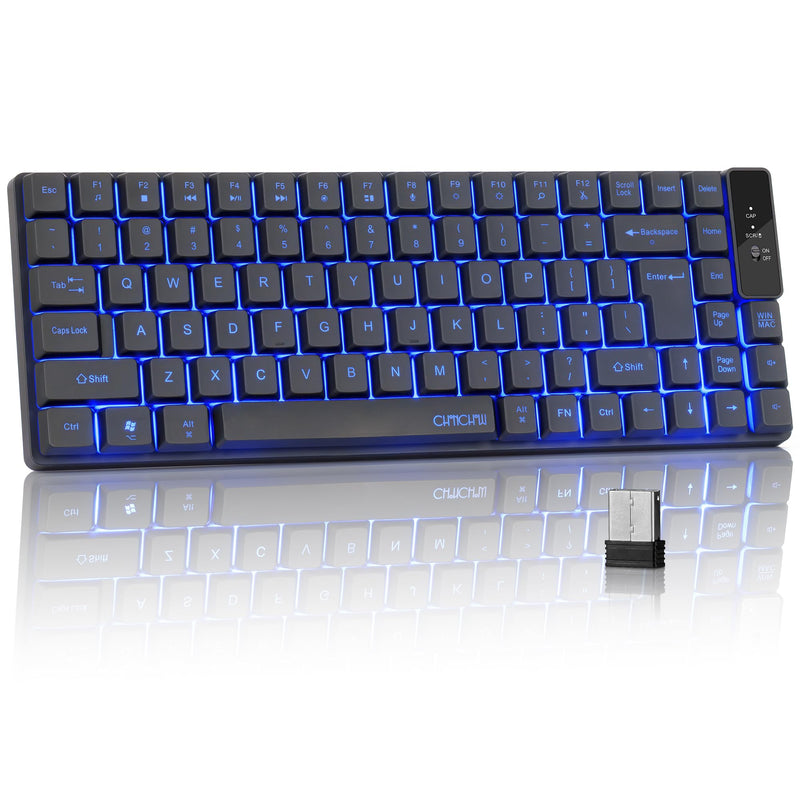 Wireless Keyboard, Rechargeable Mini Quiet Keyboard, Thin Tenkeyless | 87 Key RGB Backlit, Small Compact Keyboard, Light Up Mechanical Feel Keyboard for Xbox PS4 PS5 PC Laptop Gamer Black