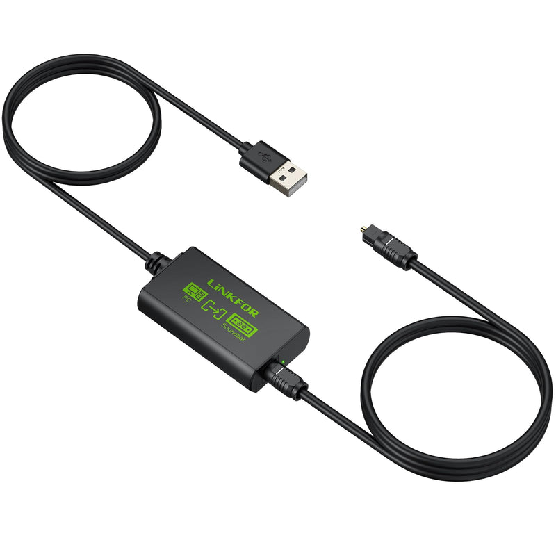 LiNKFOR USB A to Toslink Optical Audio Adapter, 1M/3.3ft Cord, 96kHz SPDIF Digital Converter for Computer, PC, Mac, Laptop Only (Unidirectional USB to Optical, Not for TV or Game Consoles)