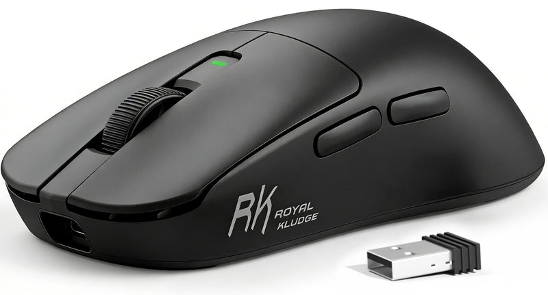 RK ROYAL KLUDGE MO3 Wireless Gaming Mouse, 48g Lightweight PC Mice, Black | Bluetooth/2.4G/Wired Rechargeable Computer Mouse, 5 Programmable Buttons, Gaming Sensor, 6000 DPI, Online Software on Win/Mac