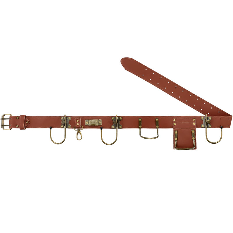 Adjustable Tool Belt with Hooks Heavy Duty Leather Carpenter Tool Belt Organizer with Drill, Axe, Hammer Holder for Level, Tape Measure & Spanners Brown