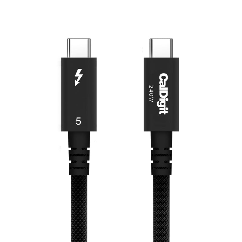 CalDigit Thunderbolt 5 Pro Braided Cable - 120Gbps 240W Power Delivery, Compatible with Thunderbolt 3, 4, USB4 Type C, MacBook Pro, iMac, iPhone 17 Max, Black (0.5m/1.64ft/19.685") 19.685 Inches