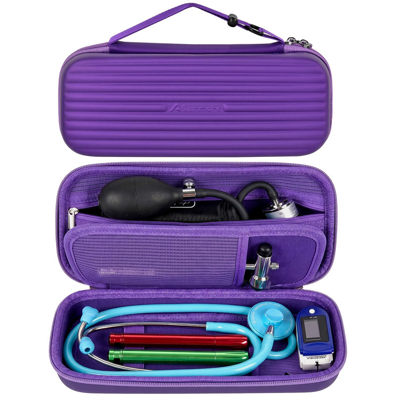 Stethoscope Case Compatible with 3M Littmann Classic III/for MDF Instruments/for Paramed/for FriCARE Monitoring Stethoscope, Extra Room for Doctor & Nurse Accessories-Purple Purple