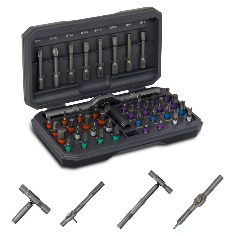  [AUSTRALIA] - 42 in 1 Magnetic Screwdriver Set, DIY Ratchet Screwdriver Set, Multi Bit Screw Driver Set Kit with Case, Handle Detachable, Portable Repair Tool for Electronics, Glasses, Bicycles & Home Repair 42 in1