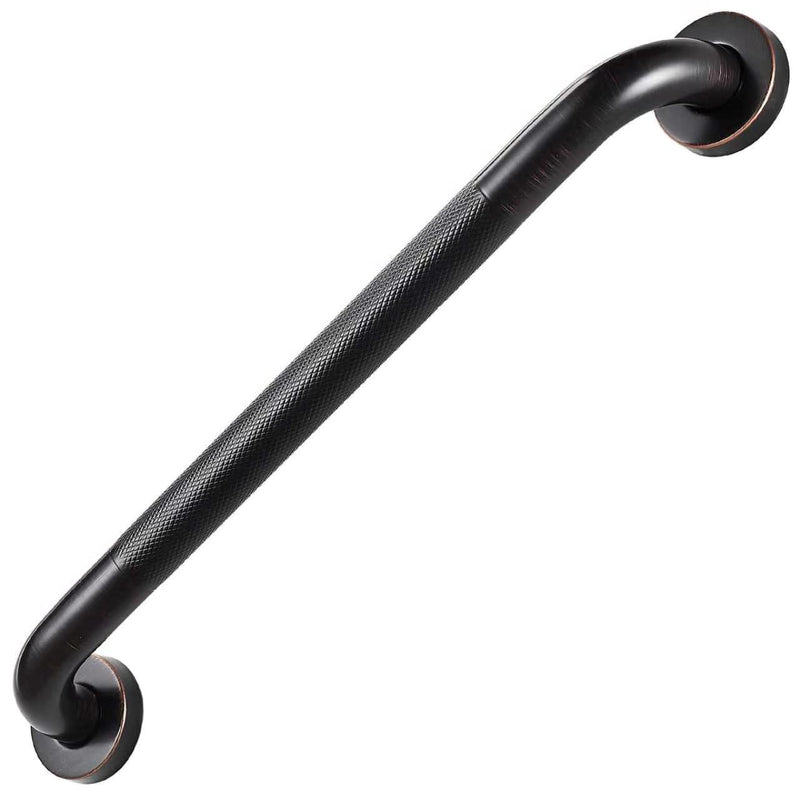 16" Shower Grab Bar, Oil Rubbed Bronze Finish, Stainless Steel Bathroom Safety Bar with Non-Slip Knurled Handle, Heavy Duty Handrail for Elderly or Disabled (1" Diameter) 16