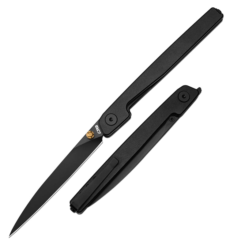 CJRB Lanky EDC Pocket Knife for Men, 3.58" AR-RPM9 Steel Blade Utility Knife with Liner Lock Pocket Clip for Home Office Gifts, Designed by Jake Diaz (J1965) AR-RPM9 Blade & Black Aluminum Handle