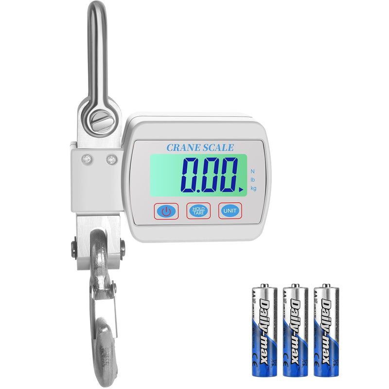 1100lbs 500kg Digital Crane Scale, Heavy Duty Hanging Scale with Backlit LCD, Tare, Unit Change Functions for Industrial Factory, Farm, Construction White
