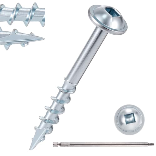 100 PCS #8 x 1-1/2” Pocket Hole Screws Exterior Pocket Screw #8x1-1/2" Zinc 100
