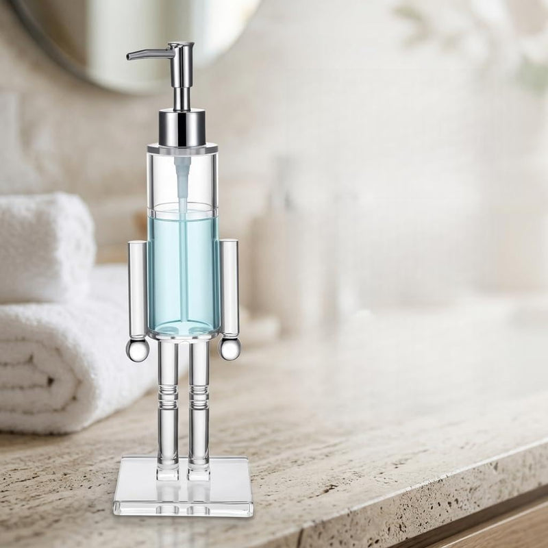 Seasonal Nutcracker Soap Dispenser 160ml, Refillable Clear Acrylic Liquid Soap Bottle with Pump, Leak-Free， Festive Bathroom & Kitchen Decor & Gift (2-Pack)
