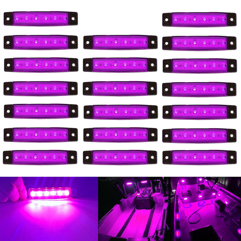 20Pcs Purple Boat Interior Lights Waterproof 12V Marine Boat Navigation Lights for Deck Courtesy Transom Cockpit Bow and Stern,Kayak Yacht Fishing Pontoon Sailboat 20pcs Purple