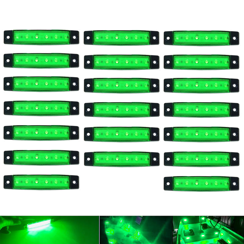 20Pcs Green Boat Interior Lights Waterproof 12V Marine Boat Navigation Lights for Deck Courtesy Transom Cockpit Bow and Stern,Kayak Yacht Fishing Pontoon Sailboat 20pcs Green