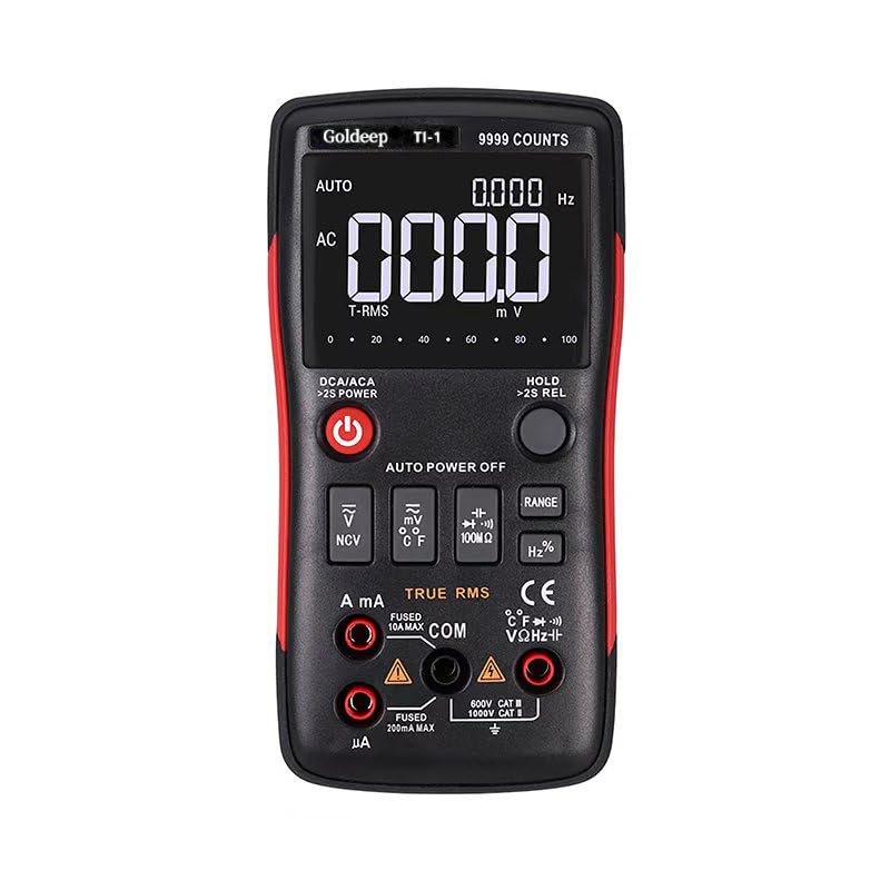 240 * 240 Resolution with 9999 Counts Multimeter, Professional Digital Multimeter for Home Inspection & Outdoor Use，-4°F to 1832°F Temp Range（Blackish red）