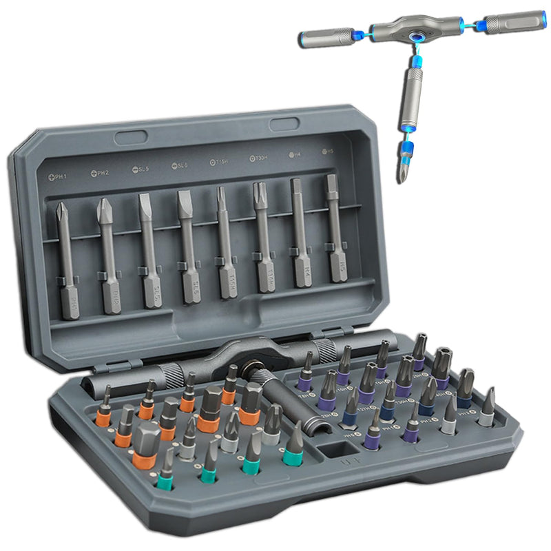 42 in 1 Magnetic Ratchet Screwdriver Set | 40 PCS Multi Bit Precision Repair Tool Kit with Detachable Handle | Portable for PC, Bicycle, Watch & Furniture DIY