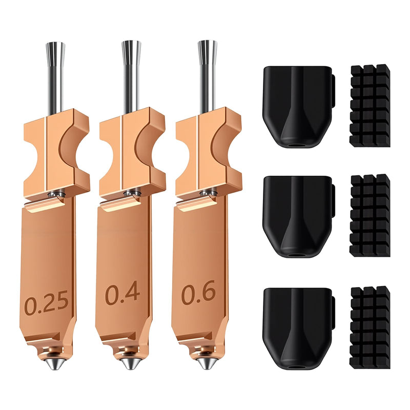 Nozzle Kit for Flashforge AD5X, 0.25mm / 0.4mm / 0.6mm Nozzles with Silicone Socks & Nozzle Wipers, 3D Printer Accessories 0.25/0.4/0.6 mm