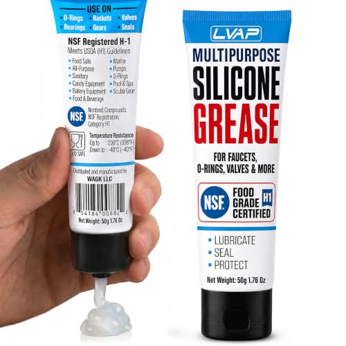LVAP Food Grade Silicone Grease for O-Rings, Faucets & Plumbing - NSF H1 Waterproof Silicone Lubricant for Pool & Spa, KitchenAid Stand Mixer, RV Seals & Valves - Silicone Paste 50g