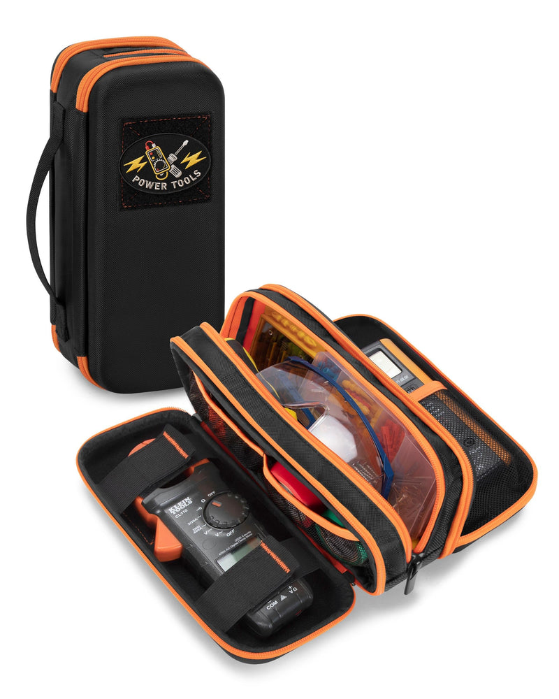 Hard Tool Carrying Case Compatible with Klein Tools 80101/ET310 AC Circuit Breaker Finder, Fluke Digital Multimeter/325 Clamp Multimeter, Electric Tester Bag with Zipper, Black (Empty Bag)